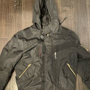 Alpha Industries Black Puffer Jacket with Hood